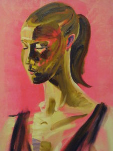Portrait of meditating adolescent (oil and acryllic on canvas - 80x100)