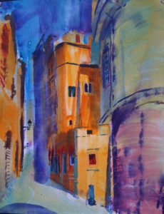 Alley in Rome (Watercolor - 50x40) Private Collection